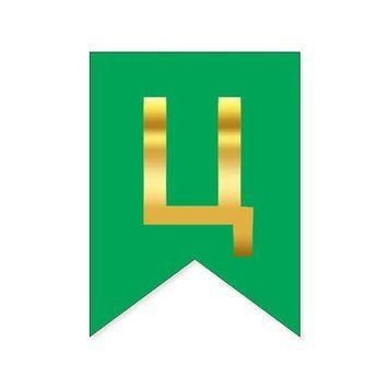 Літера Ц на прапорці 6*12 см для індивідуальних написів Зелений і золото 09975 фото
