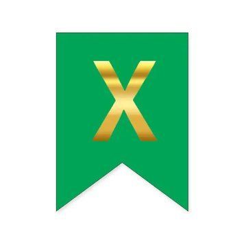 Літера Х на прапорці 6*12 см для індивідуальних написів Зелений і золото 09977 фото