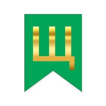 Літера Щ на прапорці 6*12 см для індивідуальних написів Зелений і золото 09979 фото