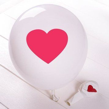 Кулі латекс 12" 30 см з малюнком Серце Білий Упаковка 5 шт 999838389982 фото