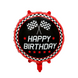 Куля фольгована кругла 18" 45 см Прапори фініш Гонки Happy Bithday Чорний та червоний 12067 фото 2