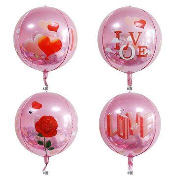 Куля фольгована сфера 22" 55 см з малюнком Love Рожевий 04811 фото