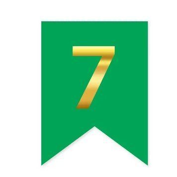 Цифра 7 на флажке 6*12 см для индивидуальных надписей Зеленый и золото 08536 фото