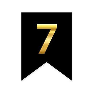 Цифра 7 на флажке 6*12 см для индивидуальных надписей Черный и золото 08479 фото