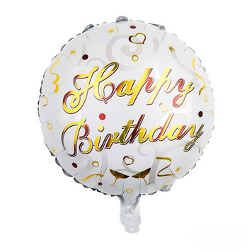 Куля фольгована кругла 18" 45 см Келихи Happy Bithday Білий 07727 фото