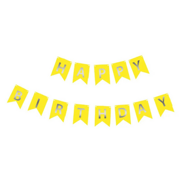 Картонная надпись на флажках 16 см Happy Birthday Золото на желтом 2,3 метра 11265 фото